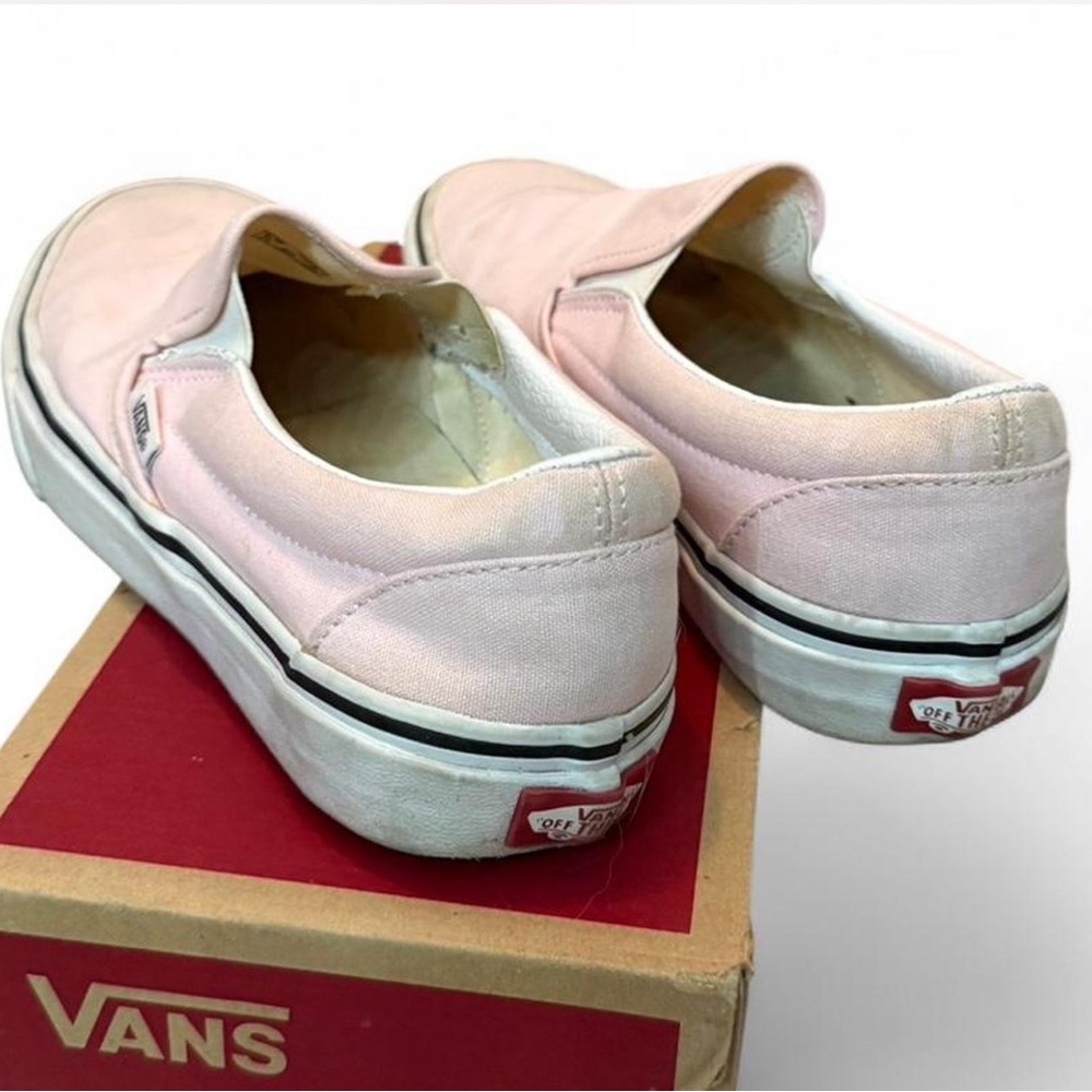 Baby Pink White Blushing Classic Slip On Vans Shoes - Picture 5 of 7